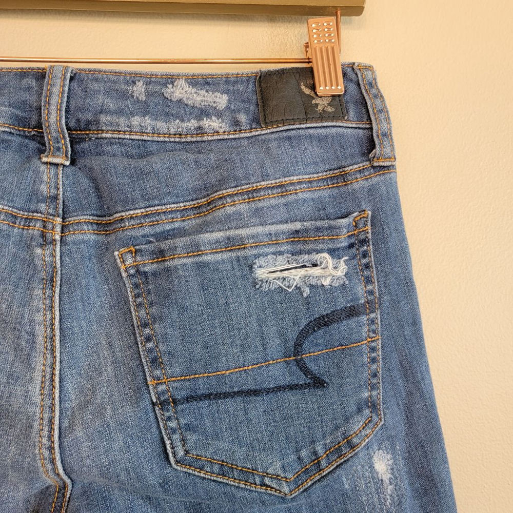 American Eagle Super Low Rise Jegging Distressed Step Hem Skinny AE 8 Jeans - Picture 14 of 14